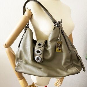 Coach olive green leather shoulder handbag Carlyle C1482-32325